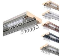 Double Ceiling Track for ains Aluminum ain Rail Set Heavy Du Sliding ain Rod Track Room Divider Silent Pole for Living Room, for Blackout ains(Grey,310cm(3 * 103cm))