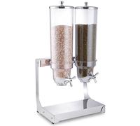 Double Cereal Dispenser with Stainless Steel Construction for Countertop Dry Food Storage and Kitchen Organization