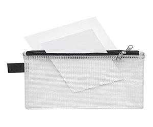 Double Chamber Small Items Bag A6 Clear PVC Zip Black