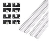 Double Channel Aluminum Alloy Cabinet Guide, Upper and Lower Rails with Smooth Pulley Hardware for Display Cabinets and Wardrobes