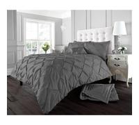 Smart Living Polycotton Pintuck Duvet Cover With Pillowcases In Charcoal Charcoal