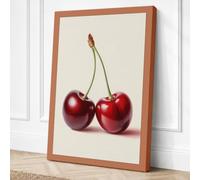 Double Cherries Minimalist Canvas Wall Art Print 30x20 Inch (76 x 51 cm)
