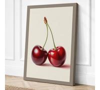 Double Cherries Minimalist Canvas Wall Art Print 30x20 Inch (76 x 51 cm)