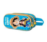 Double child Pencil case Educa Borras One Piece Monkey Bleu 9,5x22x8 cm
