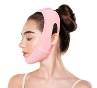 Double Chin Lift V Line Mask, Reusable Face Strap for Women & Men, V-Shaped Chin Strap for Jawline Lifting, Double Chins Reducer for Sleeping, Anti-Sagging & Facial Contouring (Pink)