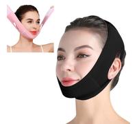 Double Chin Reducer Face Slimming Strap Neck Lifting Support and Compression Mask V Line Face Lifting Tape Strap with Adjustable Fastener Tape Double Chin Reducer Face Shaper Bandage (Black)