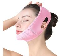 Double Chin Reducer for Jawline Shaper, Adjustable Face Shaper & Lifting Strap, Comfortable and Reusable Jawline Slimming Sleeping Strap to Shape & Tighten Face (Pink)