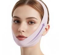 Double Chin Reducer, Reusable Chin Strap for Sleeping with Ice Silk Fabric, Jawline Shaper for Face Lifting and Contouring - Adjustable Breathable Face Tape for Men & Women