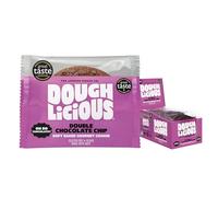 Double Chocolate Chip Soft Baked Gourmet Cookies by Doughlicious - Award Winning Snacks - Powered by Oats - individually wrapped Biscuits Multipack - 12 x 82g - Gluten Free