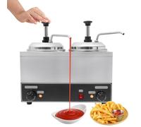 Double Chocolate Warmer, 4L Cheese and Chili Dispenser, Temperature Adjustable 86-230℉, Stainless Steel Electric Sauce Warmer for Home and Cafeteria Use