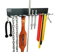 Double Circle Gym Organizer Rack with 12 Hooks, Multi Purpose Gym Equipment Wall Rack Hanger for Pro Home Gym Storage for Exercise Bands, Barbell Bars, Jumprope, Lifting Belts (Hardware Included)