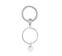 Double Circle Keyring Charm Carrier Pendant 925 Silver Compatible with Pandora Charms, Silver Chain Bracelet, Trollbeads, Chamilia and Biagi.…