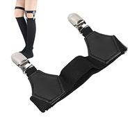 Double Clips Sock Suspenders for Women with Metal Buckles, Non-Slip Nylon PU Leather Clips, Elastic Breathable Design