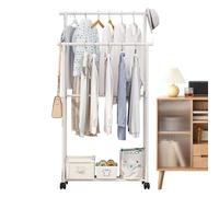 Double Clothes Rack - Metal Clothes Rack, Heavy Duty Clothes Rails | Clothing Rail Stand Wheels with Hanging Rail and Storage Shelf, Portable Clothing Rack Clothes Storage Shelf for Bedroom