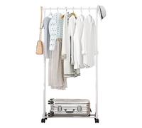 Double Coat Rack on Wheels - Multifunctional Storage Solution for Clothes Shoes & Hats - Perfect nizer for Bedroom Living Room Office & Apartment.
