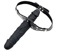 Double-Cock Dildo Penis Mouth Gag Mouth Plug Penis Gag with Multi-Function Oral Fixation Mouth Stuffed Bondage Leather Strap On BDSM Adult Sex Toy