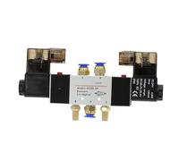 Double coil 4V220-08 Air Pneumatic Solenoid Valve 5 way 2 Position 1/4" 1/8" DC12V DC24V AC110V AC220V With Fittings Muffler(PC12mm Fittings,DC 12V)