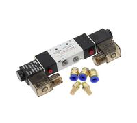 Double Coil 4V220-08 air Pneumatic Solenoid Valve 5-Way 2-Position 1/4" 1/8" DC12V DC24V AC110V AC220V with Accessories Silencer(PC4mm Fittings,DC 12V)