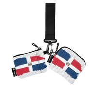 Double Coin Purse Credit Card Holder Wallet Small Portable Coin Holder Coin Purse With Zipper Pocket For Men Women 2 Packs, Dominican Republic Flag, 4.13"(L) x 3.5"(W), Travel Accessories