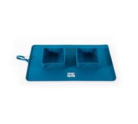 Double Collapsible Silicone Bowl for Dogs and Cats - 2 x 600 ml - Portable Travel Bowl Compact, Foldable and Reusable - Food Grade Silicone - Ideal Outdoor - 4 Colours (Blue)