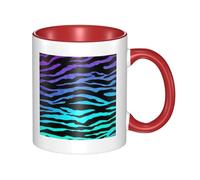 Double Color Ceramic Mug - 11oz Funny 3D Purple Blue Green Camouflage Zebra Stripes Pattern Coffee & Tea Cup, Cute Cups for Men Women