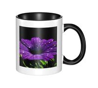Double Color Ceramic Mug - 11oz Funny 3D Purple Daisy Pattern Coffee & Tea Cup, Cute Cups for Men Women