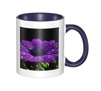 Double Color Ceramic Mug - 11oz Funny 3D Purple Daisy Pattern Coffee & Tea Cup, Cute Cups for Men Women
