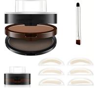 Double-Color Eyebrow Stamp Kit, Lazy Eyebrow Stamp Powder, 3-in-1 Brow Powder with 3 Interchangeable Stencils, Waterproof & Sweat-Proof, Natural Matte Finish，03#