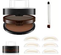 Double-Color Eyebrow Stamp Kit, Lazy Eyebrow Stamp Powder, 3-in-1 Brow Powder with 3 Interchangeable Stencils, Waterproof & Sweat-Proof, Natural Matte Finish，01#