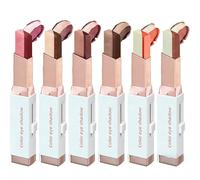 Double Color Eyeshadow Stick, 2 in 1 Gradient Shimmer Eye Shadow Stick, Long Lasting & Waterproof Two Colour Eyeshadow Sticks, Easy to Color, Eye Makeup for Beginners (6pcs)