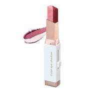 Double Color Eyeshadow Stick, 2 in 1 Gradient Shimmer Eye Shadow Stick, Long Lasting & Waterproof Two Colour Eyeshadow Sticks, Velvet Gradient Easy-to-Color Eye Makeup Pen for Beginners (A)