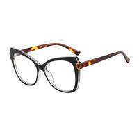 Double Color Men Women Cat Eye Eyeglass Frames,Black leopard