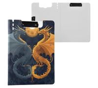Double Colored Dragon Clipboard a4 Clip Board Foldover Document Folder Files for Paperwork with Clips Lightweight Plastic