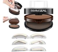Double Colour Eyebrow Stamp Kit, Waterproof & Sweatproof Eyebrow Powder with 3 Pairs Reusable Stencil Shapes, Long-Lasting Tattoo Effect Eye Brow Stamps for Women (#03 Bright Brown + Dark Grey)