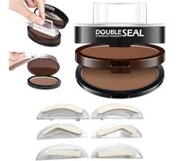Double Colour Eyebrow Stamp Kit, Waterproof & Sweatproof Eyebrow Powder with 3 Pairs Reusable Stencil Shapes, Long-Lasting Tattoo Effect Eye Brow Stamps for Women