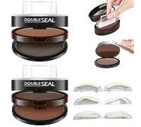 Double Colour Eyebrow Stamp Kit, Waterproof & Sweatproof Eyebrow Powder with 3 Pairs Reusable Stencil Shapes, Long-Lasting Tattoo Effect Eye Brow Stamps for Women (#01 + #03)
