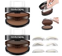 Double Colour Eyebrow Stamp Kit, Waterproof & Sweatproof Eyebrow Powder with 3 Pairs Reusable Stencil Shapes, Long-Lasting Tattoo Effect Eye Brow Stamps for Women (#01+ #02)