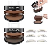 Double Colour Eyebrow Stamp Kit, Waterproof & Sweatproof Eyebrow Powder with 3 Pairs Reusable Stencil Shapes, Long-Lasting Tattoo Effect Eye Brow Stamps for Women (#02 + #03)