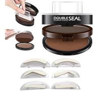 Double Colour Eyebrow Stamp Kit, Waterproof & Sweatproof Eyebrow Powder with 3 Pairs Reusable Stencil Shapes, Long-Lasting Tattoo Effect Eye Brow Stamps for Women (#01 Dark Grey + Light Brown)