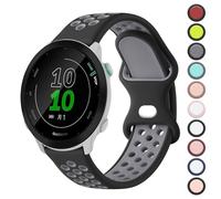 Double Colour Strap for Garmin Forefunner 55/245 /645 Watch Band, 20mm Adjustable Soft Silicone Replacement Strap for Forerunner 55/245/645 Music(Black/Grey)