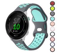 Double Colour Strap for Garmin Forefunner 55/245 /645 Watch Band, 20mm Adjustable Soft Silicone Replacement Strap for Forerunner 55/245/645 Music(Grey/Mint)