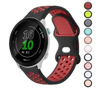 Double Colour Strap for Garmin Forefunner 55 Watch Strap/245 Strap/645 Strap, 20mm Adjustable Soft Silicone Replacement Strap for Forerunner 55/245/645 Music(Black/Red)