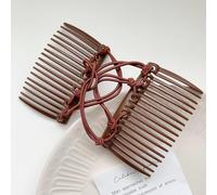Double Comb Hair Clip, Adjustable Magic Hairpin, Hair Styling, Magic Hair Combs for Women, Black (Brown)