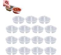 Double Compartment Condiment Container,2 Compartment Snack Containers with Lids,Small Food Storage Containers,Double Compartment Snack Containers for to-go Sauce, Sampling, Travel Snack (Round 150ml)