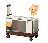 Double Compartment Pet Cage, Cat Box With Wheels, Can Accommodate 2 Cats, Equipped With Ceramic Food Bowl, Suitable for Aircraft Camping and Outdoor Use (brown,One Size)