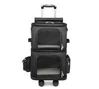 Double-Compartment Pet Carrier Backpack, Cat Rolling Carrier for 2 Pets with Removable Roller, Ventilated Design, Perfect for Traveling/Taking a Walk/Trips to The Vet