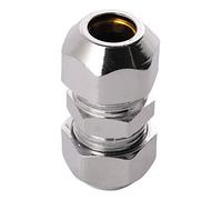 Double Compression Fitting Coupling with 2 Squeezing | 8 mm | Compression Fitting for Copper Pipes/Connecting Fittings in Chrome Finish, 16192 3