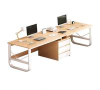 Double Computer Desk for 2 People, Gaming Desk with 3 Drawers, 240cm Home Office Workstation in Wood Color, Ideal for Shared Spaces and Collaborations