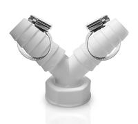 Double connection for washing machine, dishwasher, 1 inch, drain adapter for dishwasher and washing machine, Y-adapter for hose with inlet connection of 19-24 mm and outlet DN 25 pipe