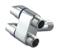 Double Control Angle Valve for Toilet, Bidet & Washing Machine - G1/2" (20mm) Dual Outlet Brass-Alloy Triangle Valve with Metal Han(Silver)